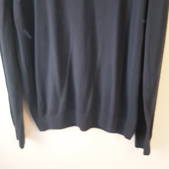 Black Brown 1826  Men's Navy Blue Mock Neck 100% Merino Wool Sweater Size XL - Picture 4 of 15